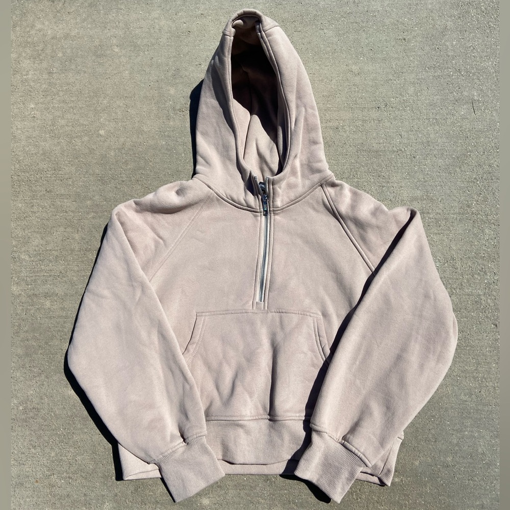 Amazon Women's Light Taupe Half-Zip Hoodie